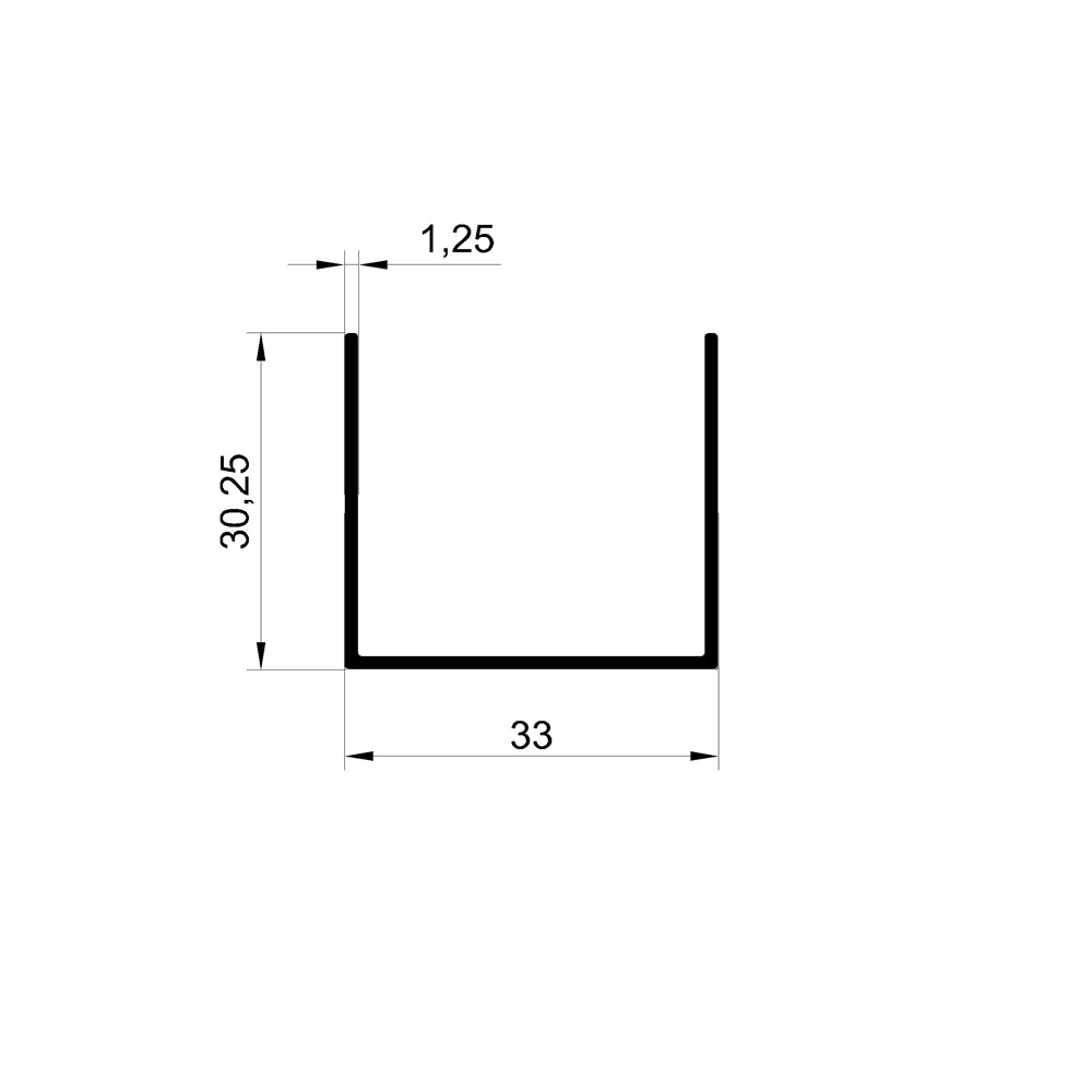 U 33X30.25X1.25mm